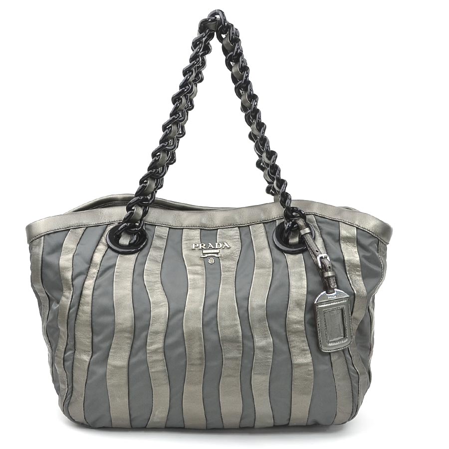 プラダ PRADA ハンドバッグ ナイロン/レザー グレー レディース BR3998 56245g