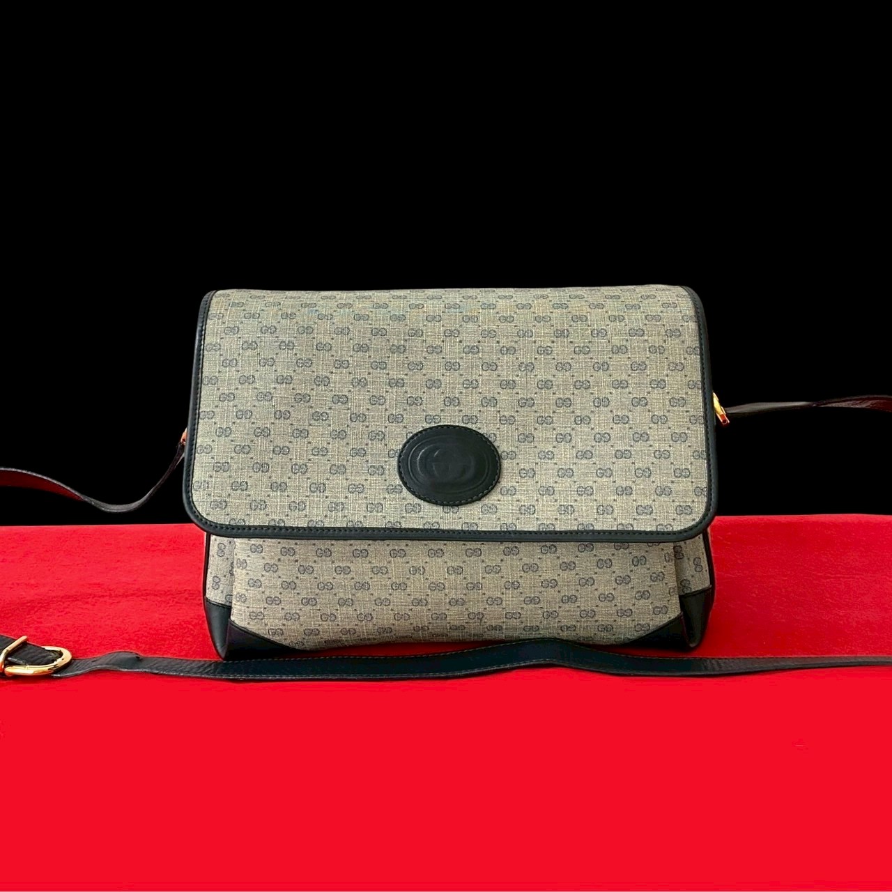 ヴィンテージ マイクロGG ショルダーバッグ レザー PVC ネイビー 26712