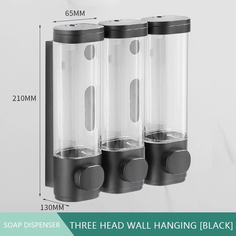 手指消毒剤 壁に固定された痛みのない石鹸ディスペンサー シャワージェル シャンプー用 ホテル用 Black Three