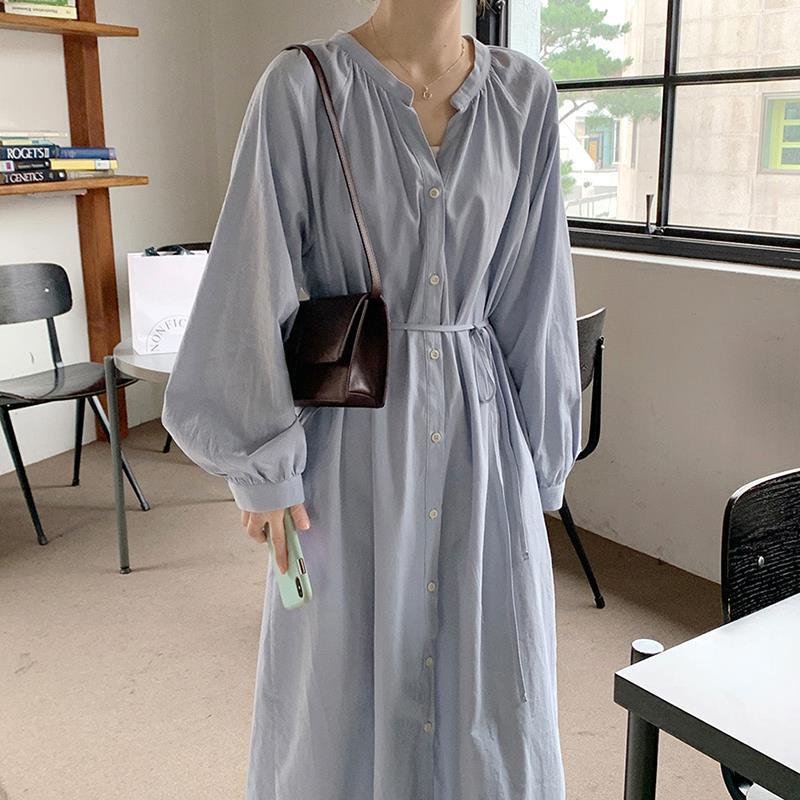 ロング シャツ ワンピース レディース 長袖 マキシワンピース リボンレディースファッション今日は30パーセント 4,750円