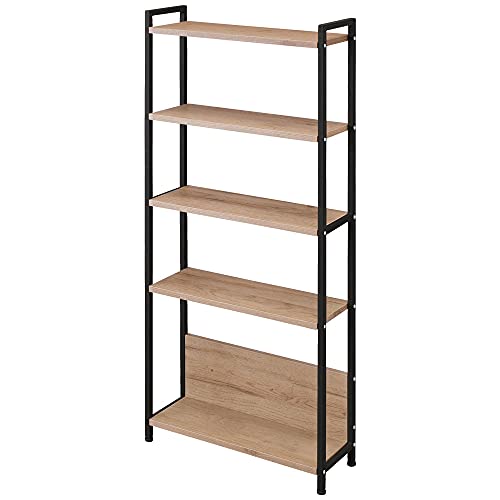 アイリスオーヤマ 本棚 オープンラック オープンシェルフ 木製 タンス 収納 ウッドチェスト幅53奥行18.3高さ119.5cm ウッドスリムラック WSR-523 ブラック/アッシュブラウン【HIR
