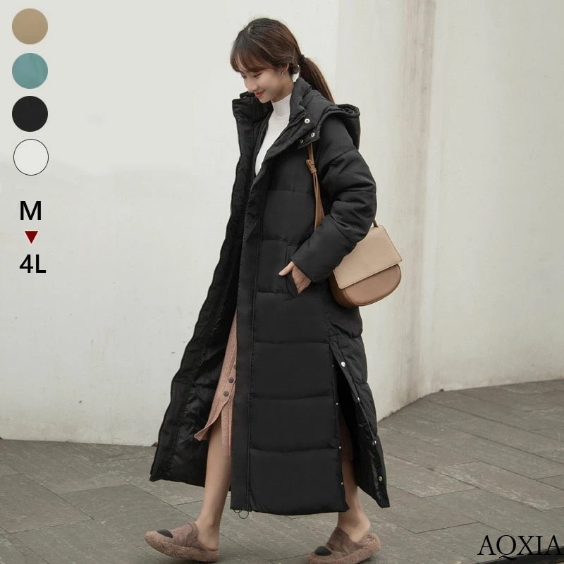 中綿ロングコート レディース ダウンコート アウター ロング 中綿 コート 暖かい ダウンジャケット ベンチコート フード付き ロングコート 大きいサイズ 体型カバー ハイネック カジュアル 厚手 ス 5,443円