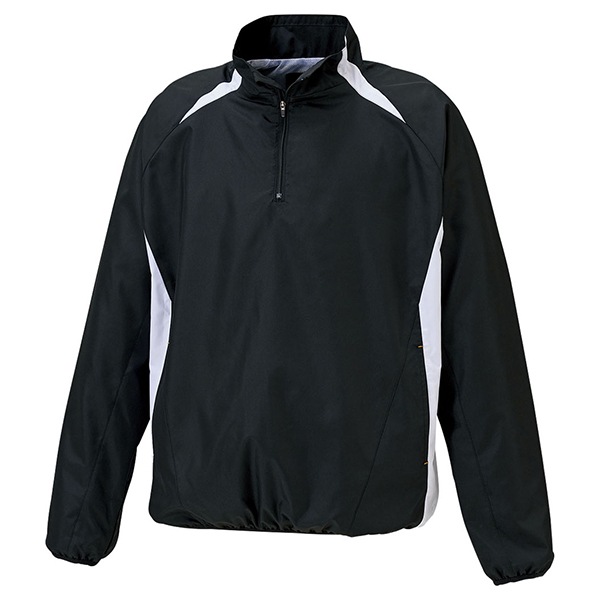 ゼット 野球ウエア 長袖ハーフジップジャンパー ブラック/ホワイトA L BOV335 1911A