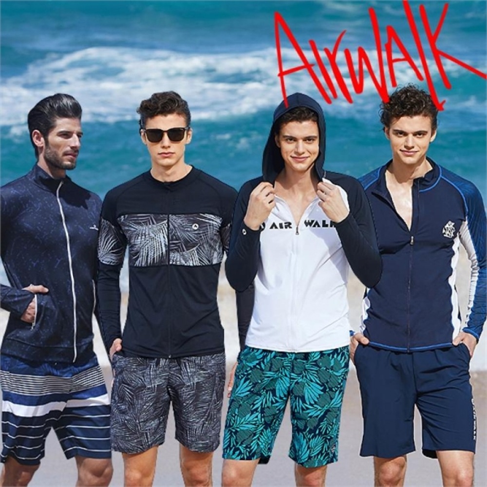 (Airwork) Airwork Surf メンズラッシュガードセットジップアップ+トランクコレクション S /ラッシュガード/水着/メンズビーチウェア