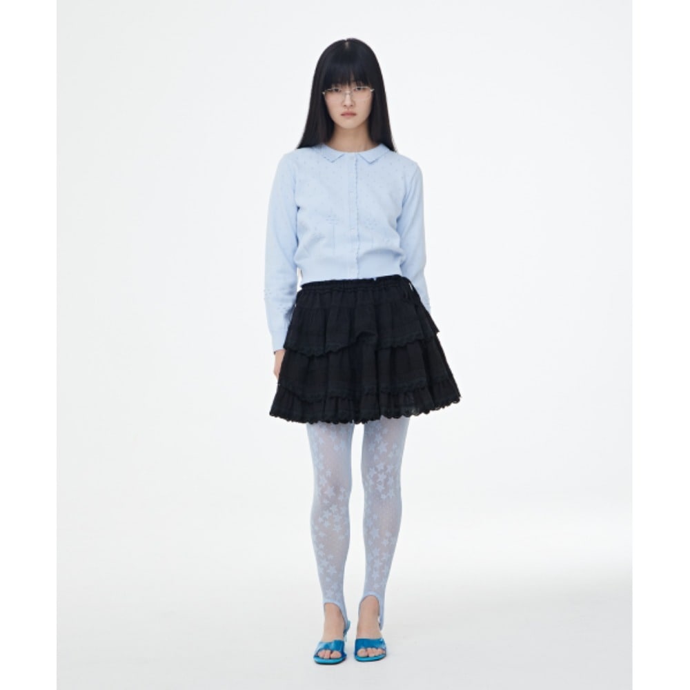 fogdawn Rose Lace Midi Skirt black DA24FSK002BK