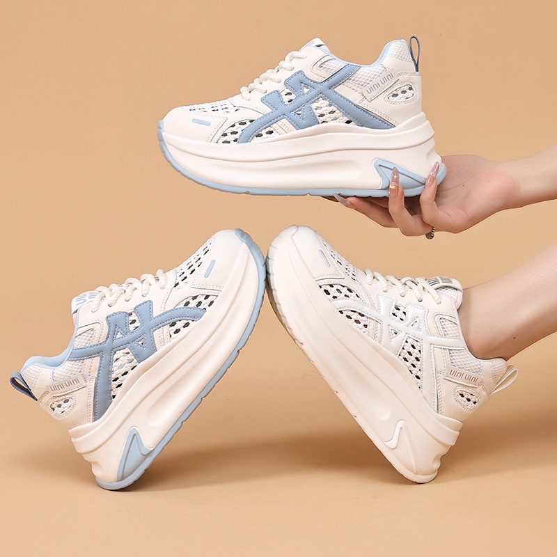 女性用厚底オールマッチアウトドアシューズ女性用スポーツサンダル夏用中空編みフォレストガンプシューズ女性用身長アップダッドシューズ