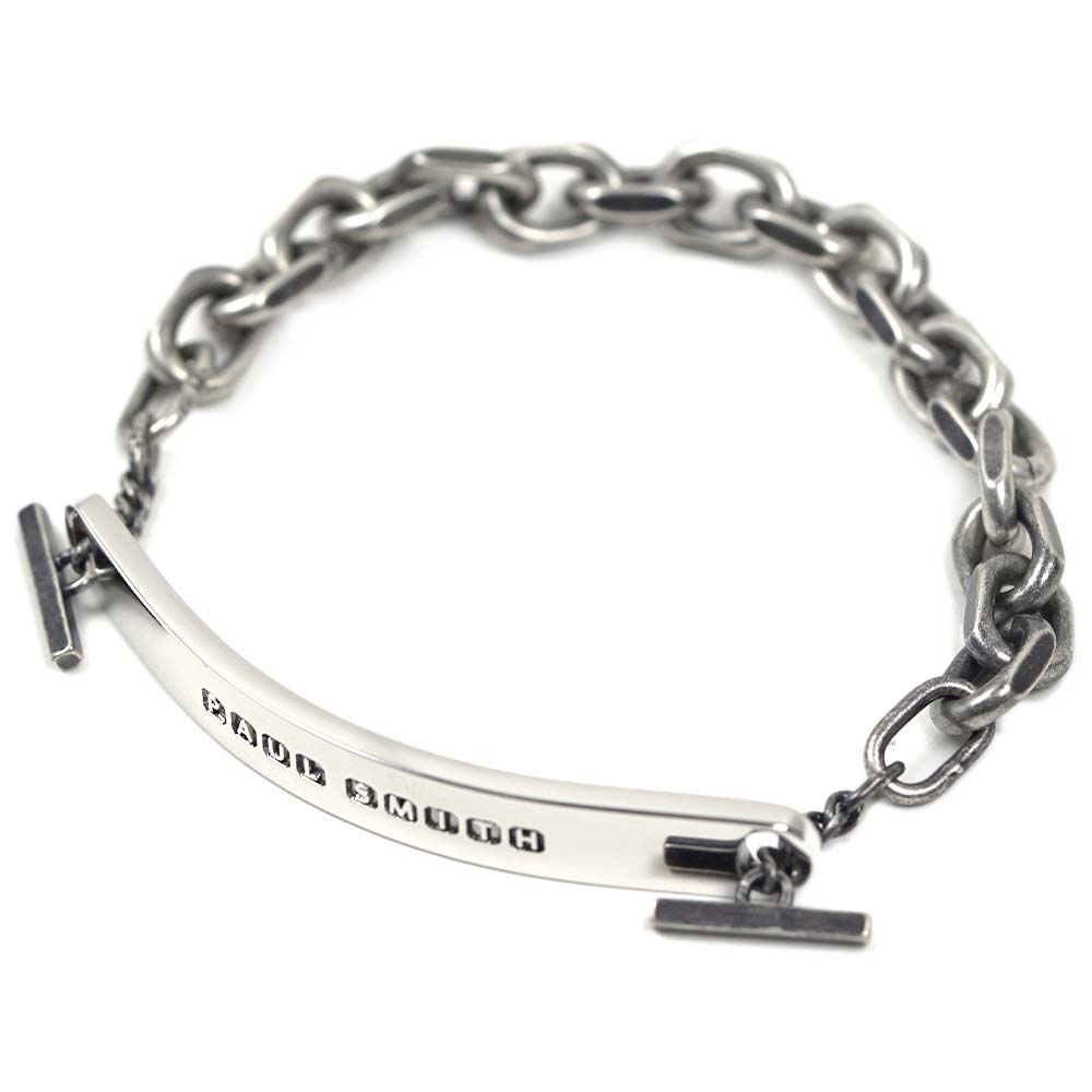 [アウトレット(プレートに薄い傷あり)] ポールスミス ブレスレット PAUL SMITH メンズ M1A BRAC JFOBID 82 ロゴプレート チェーンブレスレット シルバー アクセサリー M
