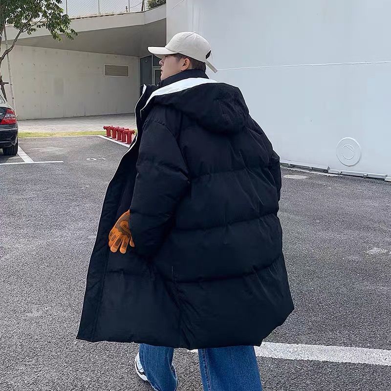 アウターロングコートカップル ロングコート ダウンコート ins厚手ウォーム ジャケット メンズ ゆったり百掛快適けins韓国ファッション ファーカラー コットンジャケット 冬日系新作 ポリエステル