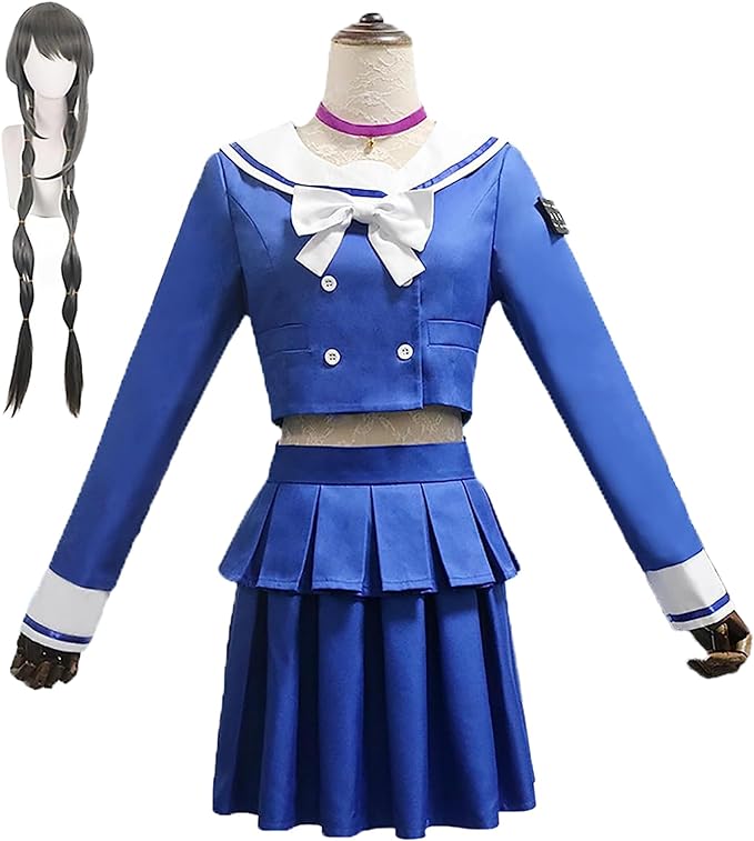 ウイッグ付き ニューダンガンロンパV3 みんなのコロシアイ新学期 茶柱転子 コスプレ衣装 お盆 演出服 舞台装 コスチューム 仮装