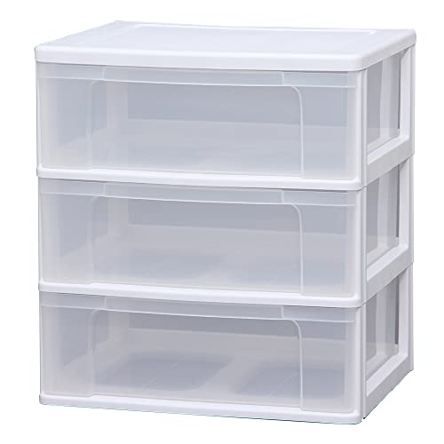 サイズ：1)3段単品 アイリスオーヤマ チェスト ワイド 3段 日本製 幅63*奥行50*高さ69