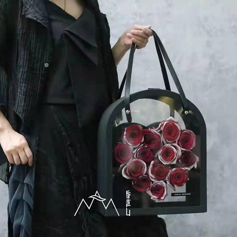 バレンタインデー ガールズ レザー ポータブル 愛 透明な花 永遠の花 ギフト包装 空箱 お土産 ロマンス