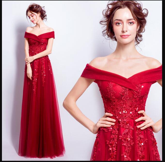 レースオフショルダー ロング丈ドレス パーティードレス ゲストドレス 二次会 同窓会 入園式 入学式