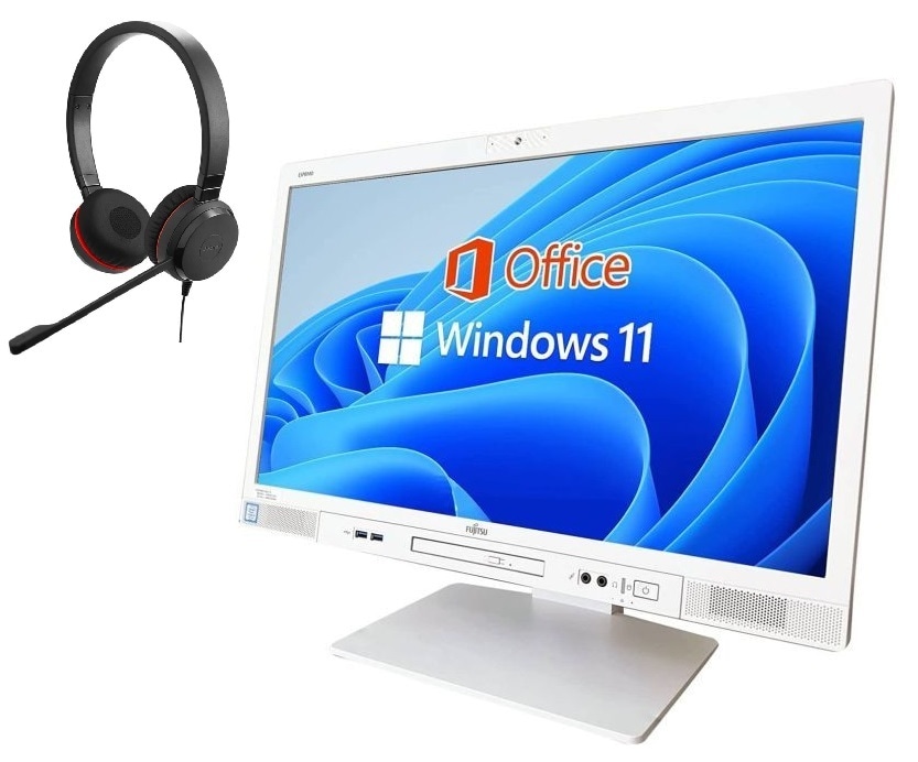 【サポート付き】富士通 K557 Windows11 WEBカメラ 大容量メモリー:16GB 大容量SSD:256GB Office2019 ノイズキャンセリングヘッドセット