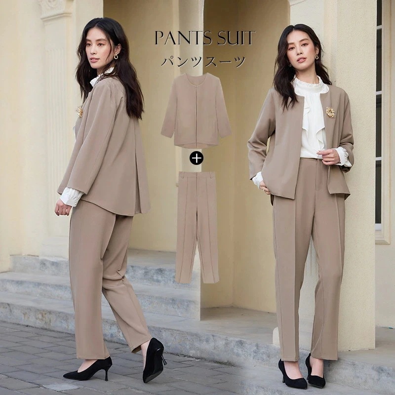 女性 おしゃれ 2点セット上着+パンツ上下セットビジネススーツ レディーススーツ 夏秋 無地 通勤 お出かけ お呼ばれ 入学祭 卒業式 同窓会 大きいサイズ 発表会 エレガント 着痩せ 大人気 司会 5,042円