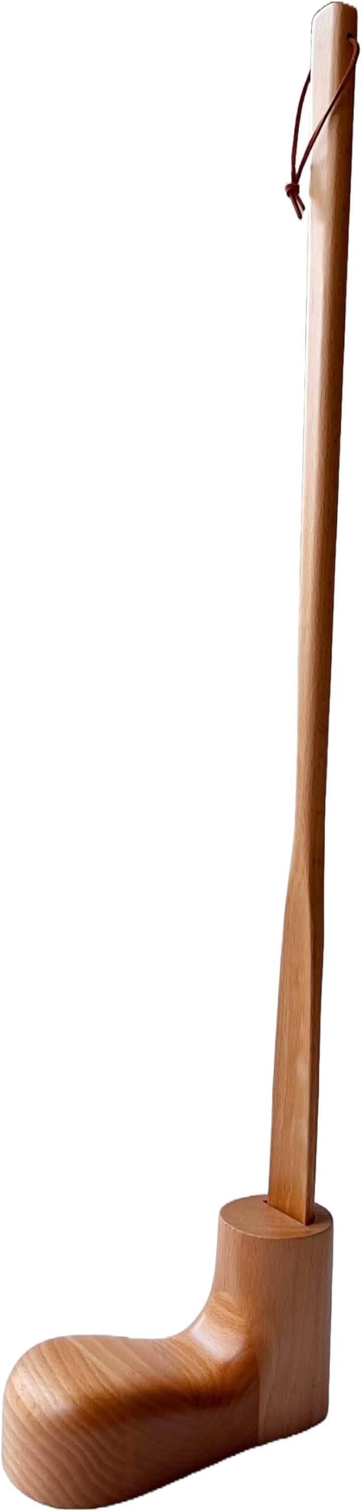 ノア 靴べら ロング ブーツ型スタンド おしゃれ 木製 70cm(ベージュ)