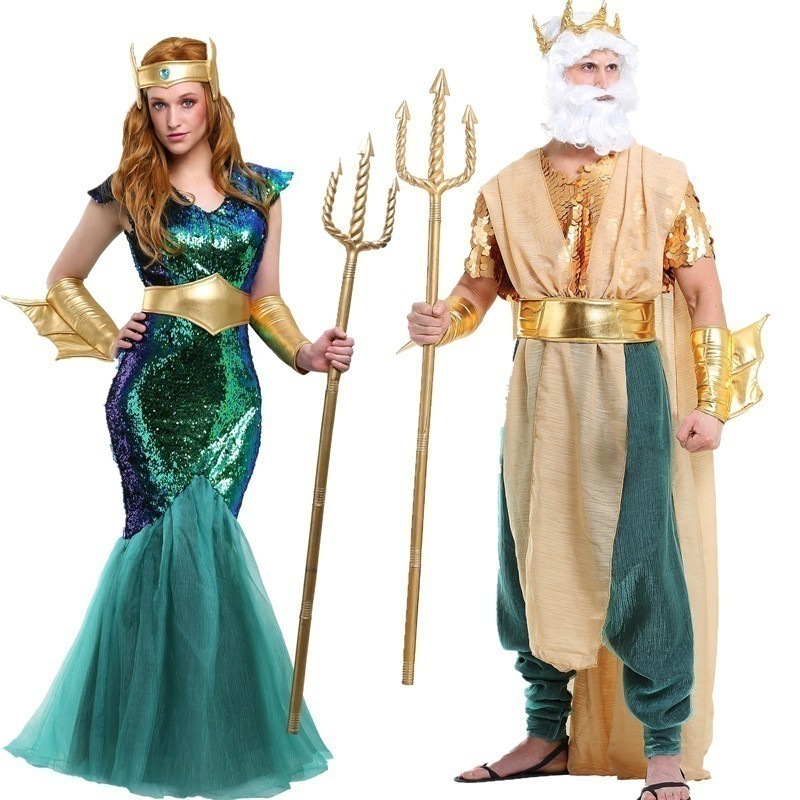 ハロウィーン衣装カップル海王古代エジプト艶後ファラオ服女王王戦神 コスチューム