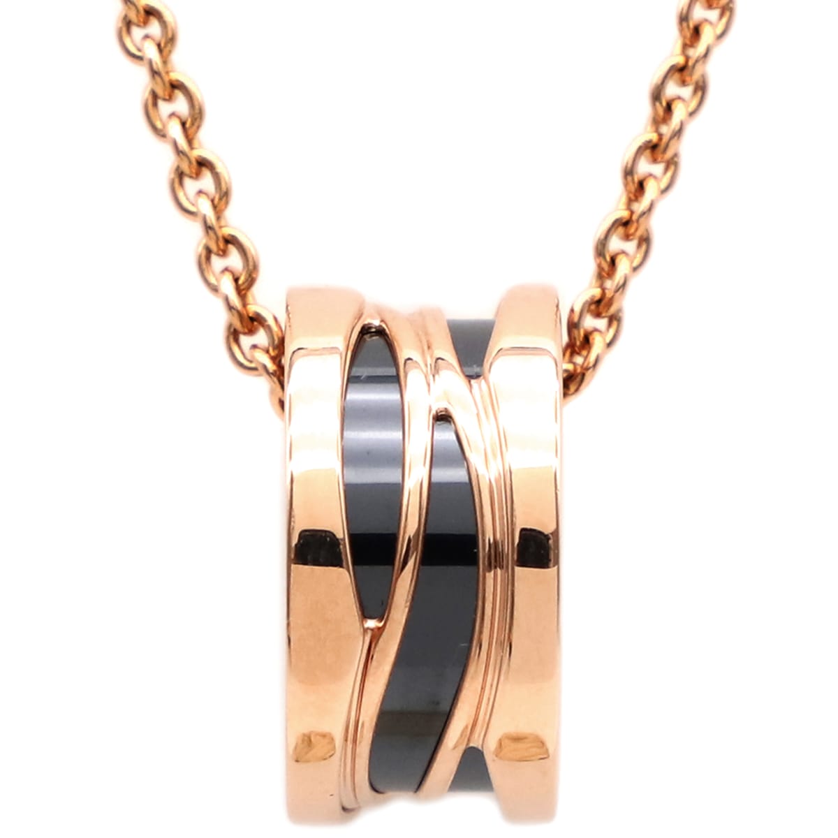 ブルガリ BVLGARI ネックレス ビーゼロワン レジェンド ネックレス K18PG セラミック ピンクゴールドXブラック B-zero1 ペンダント 18K 750PG 黒 【中古】 189,520円
