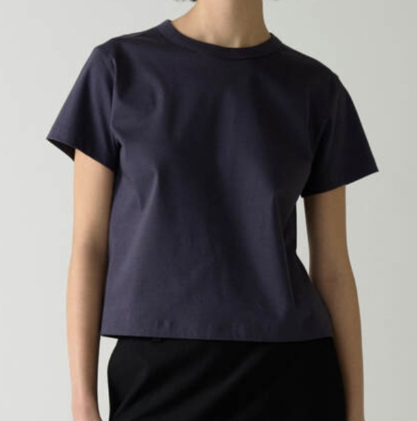 ファサードパターン Silket Cotton Cropped T-shirt Blue Charcoal