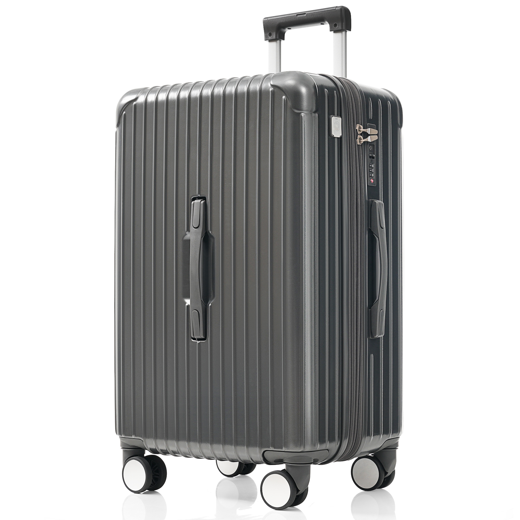 スーツケース Mサイズ ストッパー付き USBポート容量拡張 キャリーバッグ キャリーケース スマホスタンド ドリンクホルダー TSAロックかわいい 4日 7日 中型 おしゃれ 軽量 大容量 海外旅G