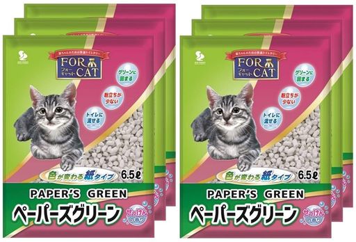 新東北化学工業 猫砂 ペーパーズグリーンせっけんの香り 6.5L×6個 (ケース販売) 5,586円