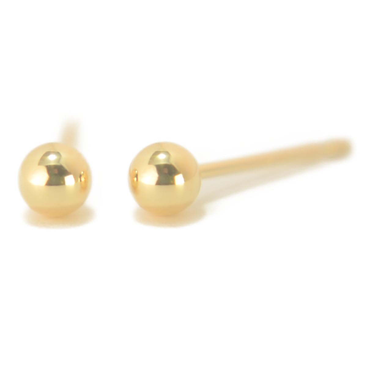 K18イエローゴールド丸玉ピアス3mm K10YGダブルロックキャッチ