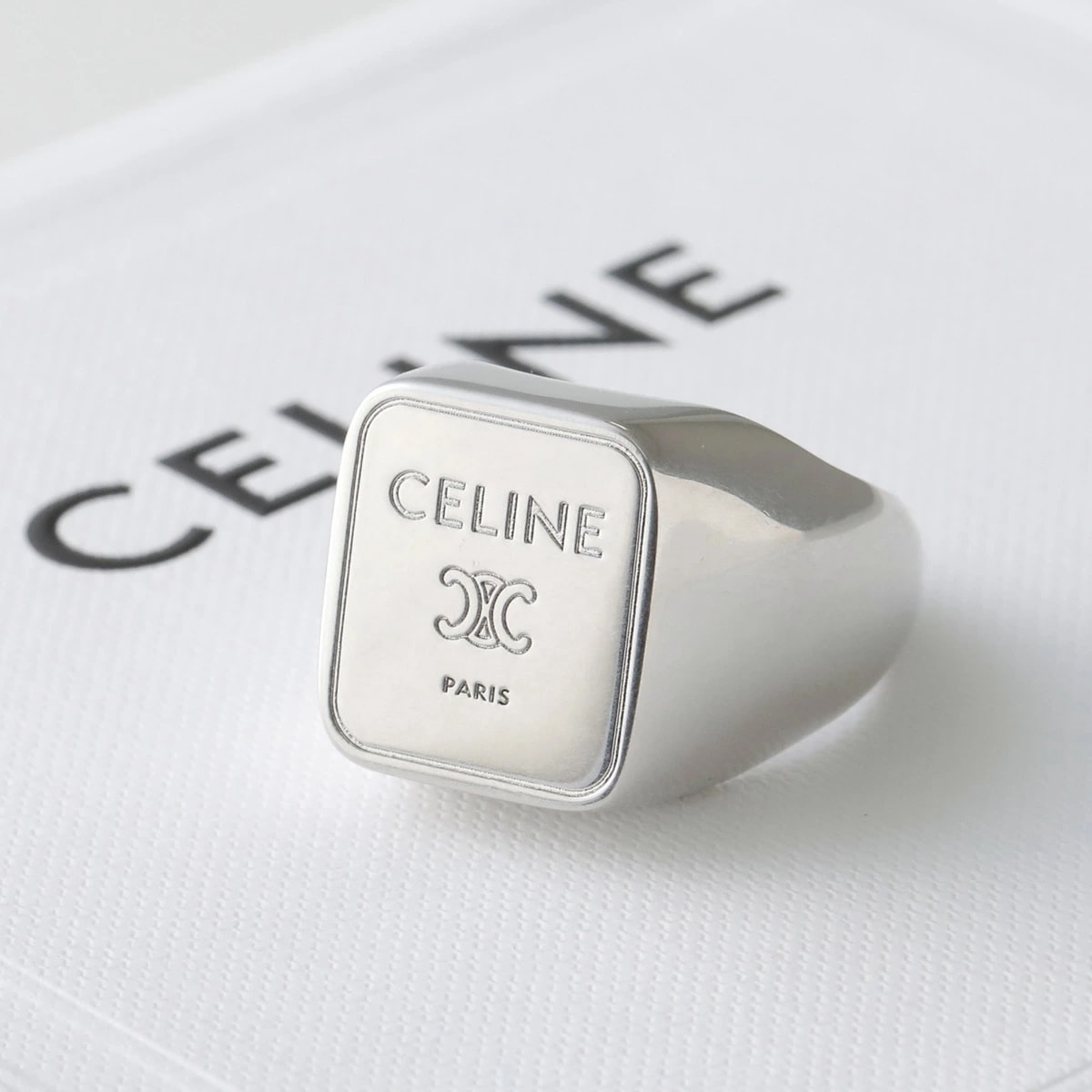 CELINE セリーヌ リング SQUARE SIGNET RING スクエア シグネット B101W6BRA.36SI メンズ トリオンフ 指輪 アクセサリー Silver