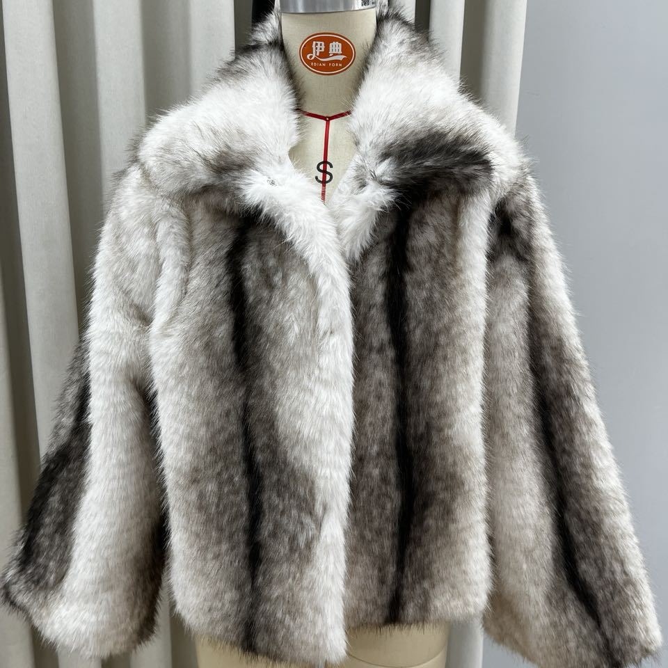 オープンカラーフェイクファーアウター 秋冬 製品 欧米クロスボーダー ファッション 快適カジュアル 保温 トップス