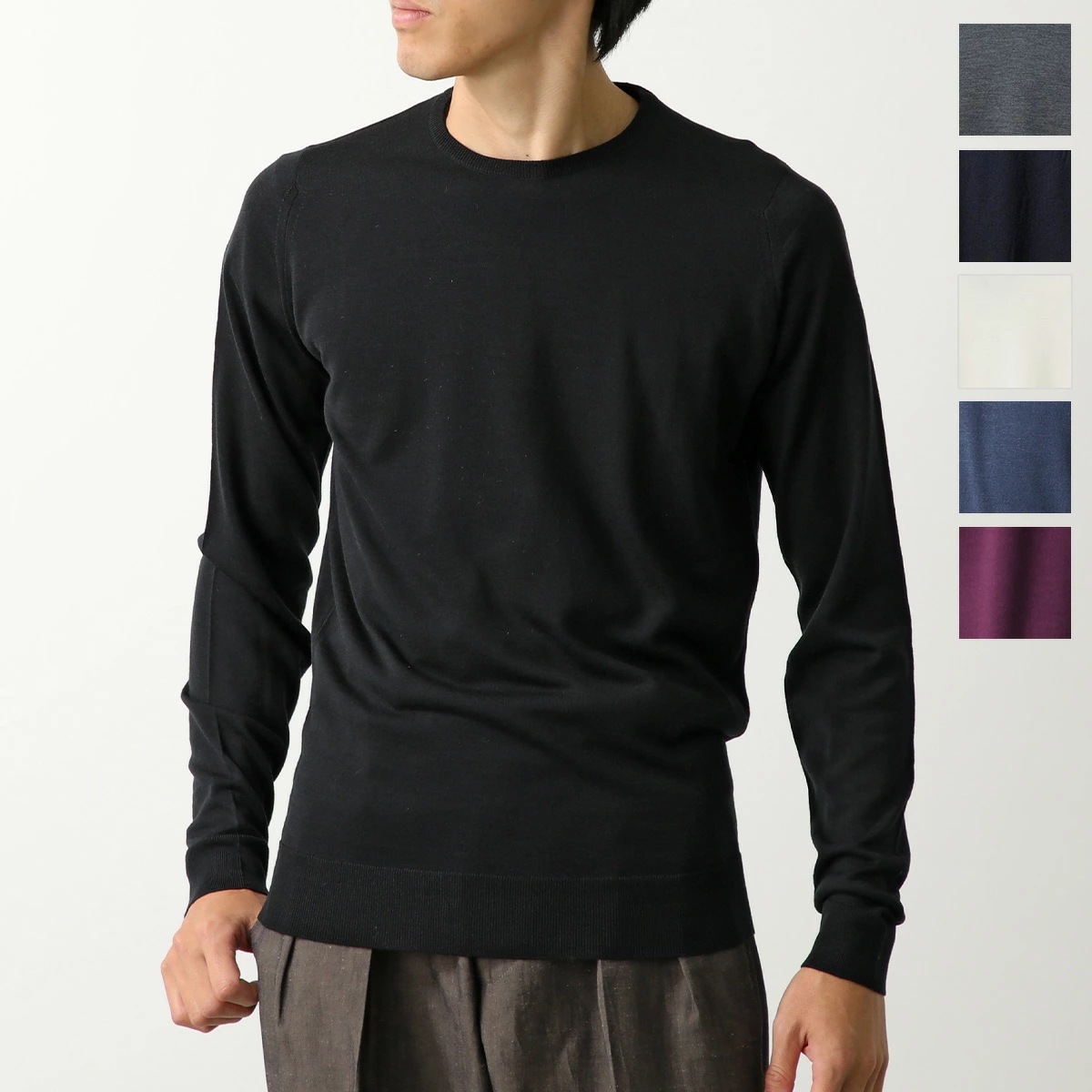 JOHN SMEDLEY ジョンスメドレー ニットトップス LUNDY STANDARD FIT メンズ メリノウール クルーネック セーター ハイゲージ 無地 18,240円