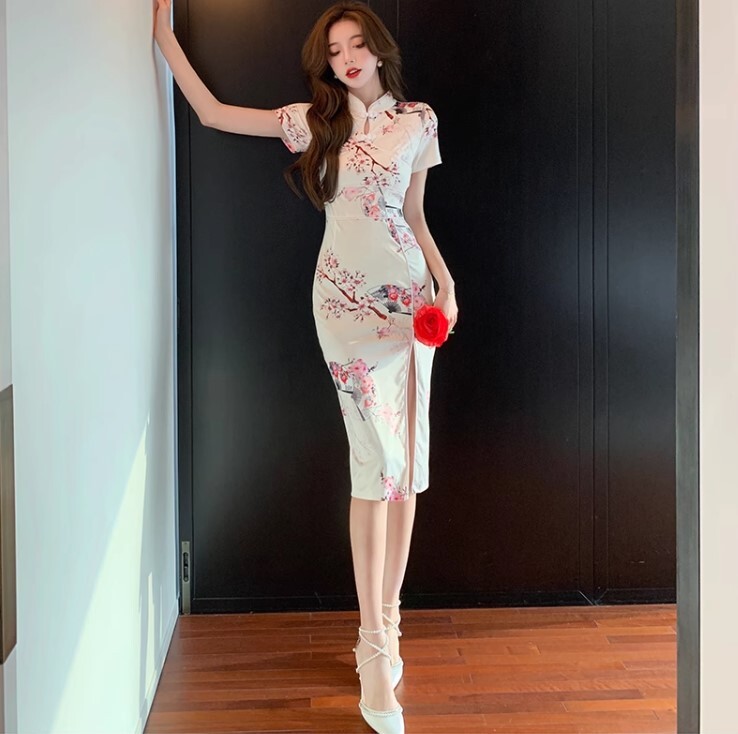 ワンピース パーティードレス 二次会ドレス イブニングドレス 舞台ドレス チャイナドレス ワンピドレス ひざ丈 スリット かわいい 大人可愛い きれいめ カジュアル 大人 上品 おしゃれ お洒落