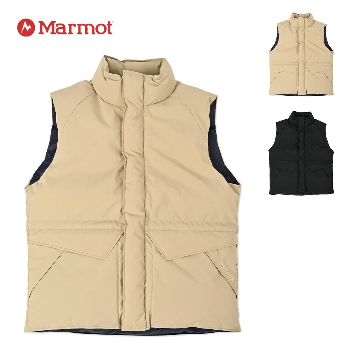 ダウンベスト ユニセックス Mammoth Down Vest マンモスダウンベスト 撥水 保温 透湿 耐水 アウトドア ウエストゴムスピンドル入り 刺繍ロゴ ブランドロゴ
