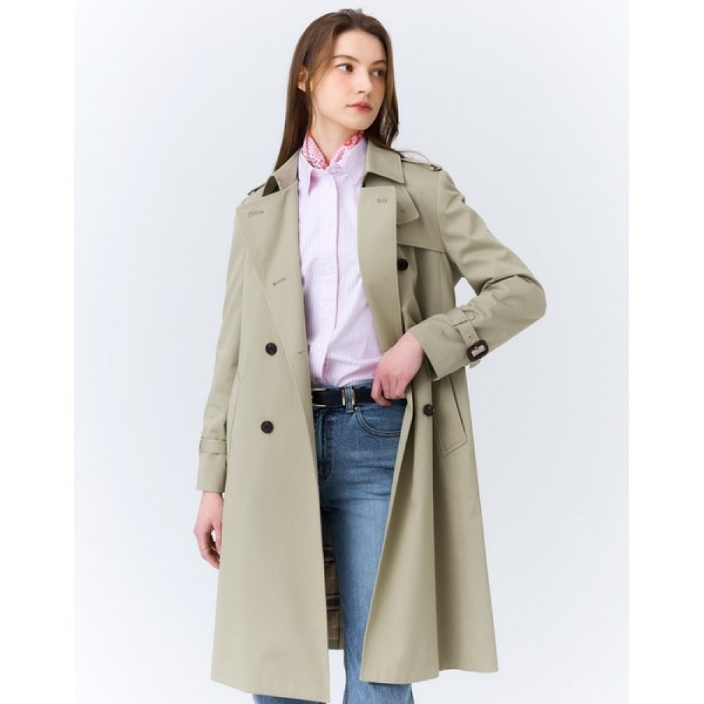 (ヘッジスレディース) 24SS ライトカーキロングトレンチコート HSCO4BC21K1