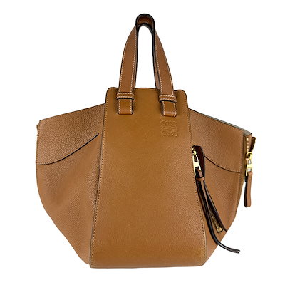 ロエベ LOEWE ハンドバッグ ショルダーバッグ ハンモック スモール レザー ブラウン ゴールド レディース z8049