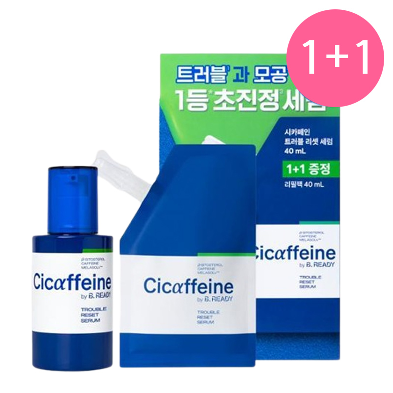 [1+1]トラブルは 鎮静 毛穴は 覚醒 シカフェイン トラブルリセット セラム 40ml+40ml 詰め替え