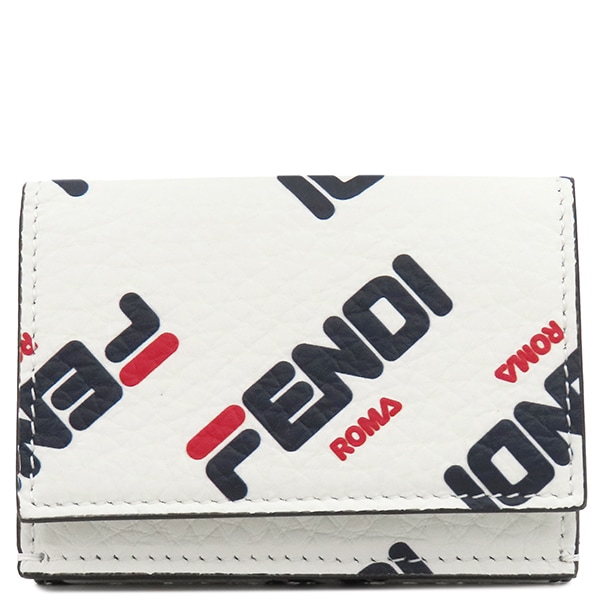 フェンディ FENDI 三つ折り財布 フェンディローマ コンパクトウォレット レザー ホワイト ゴールド金具 ミニ財布 BM0395 【箱】【中古】