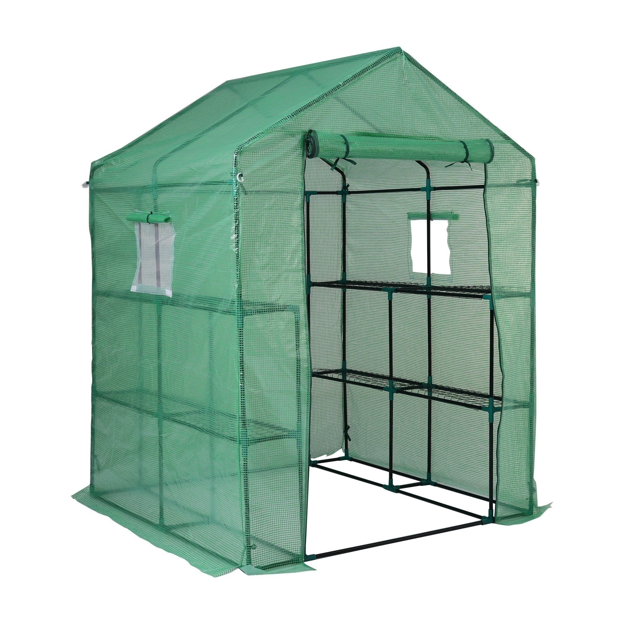 1097ビニール温室 大型 2枚カバー付き143*142*196CM 温室 左右2段 ベランダ 家庭用 ビニールハウス 家庭菜園 ガーデンハウス フラワーハウス ラック ビニール カバー 組立式