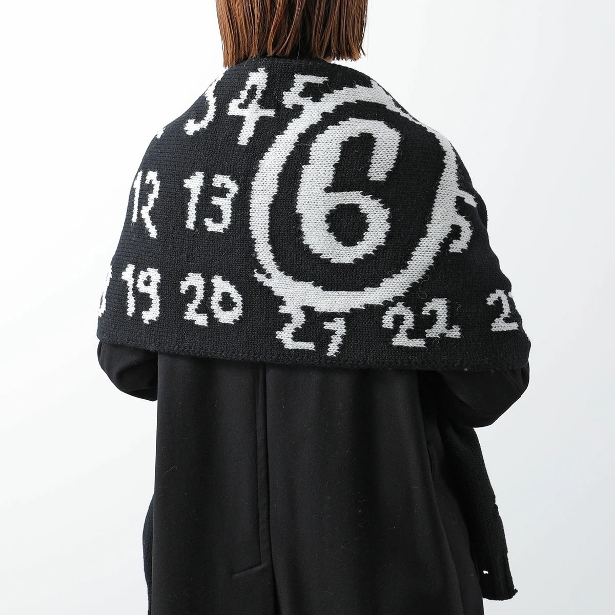 MM6 エムエムシックス メゾンマルジェラ マフラー S62TE0052 M13074 レディース メンズ ニット ウール ナンバリングロゴ ストール ダメージ加工 001J