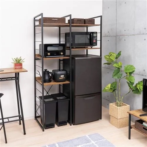 【今週のお買得品】ヤマダオリジナル 家電ラック [幅100×奥行き50×高さ180cm] ダークブラウン／ブラック【AR対応】