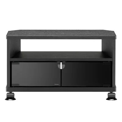 朝日木材加工 テレビ台 26V型対応 KAD series コーナー ハーフオープン AS-KAD590-B ブラック木目