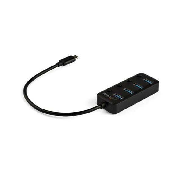 StarTech.com 4ポートUSB-C接続ハブ USB-Ax4口 オン／オフ/スイッチ付き バスパワー対応 ブラックHB30C4AIB 1個