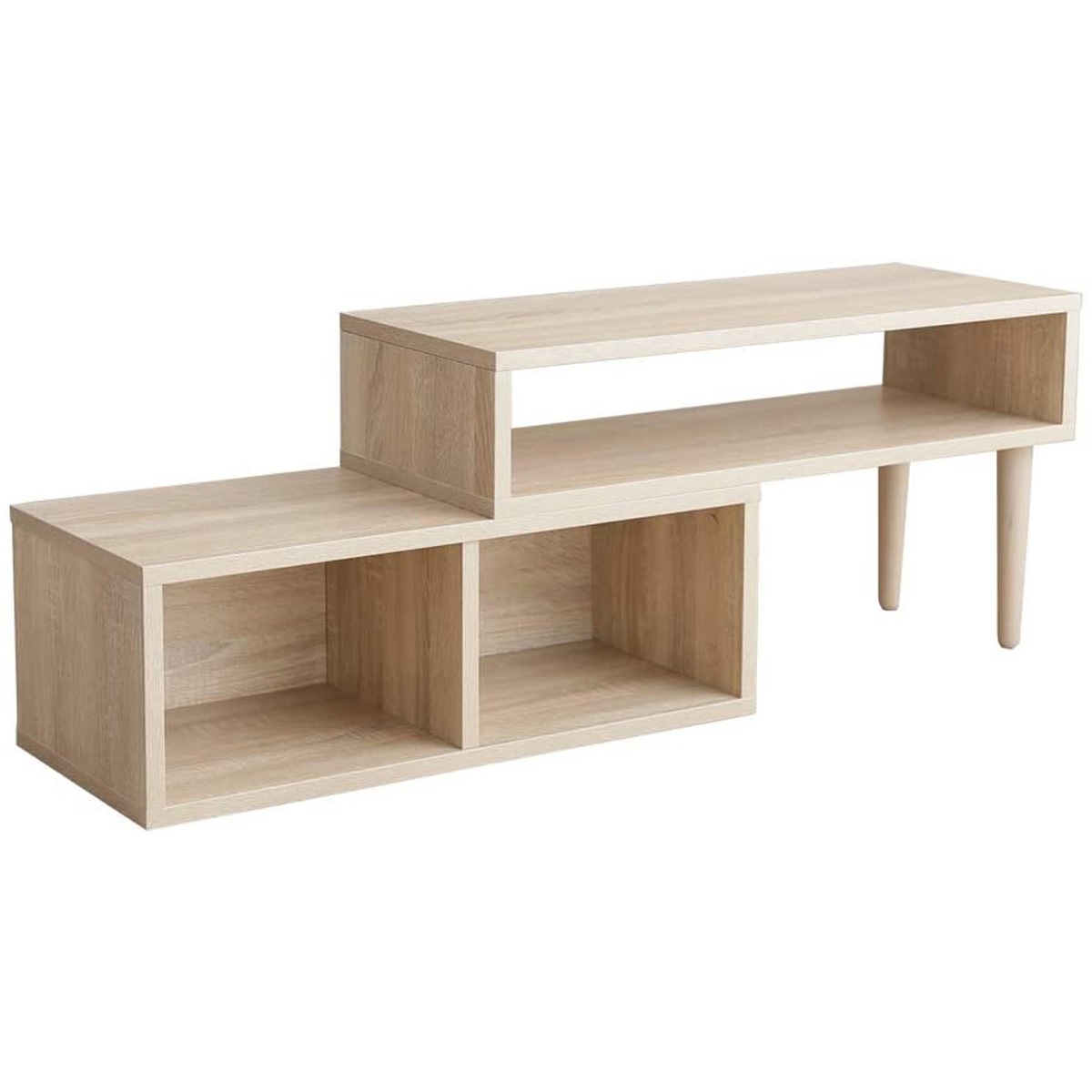 伸縮型テレビボード テレビ台 TV台 TVボード ローボード 伸縮 コーナー 収納 ナチュラル