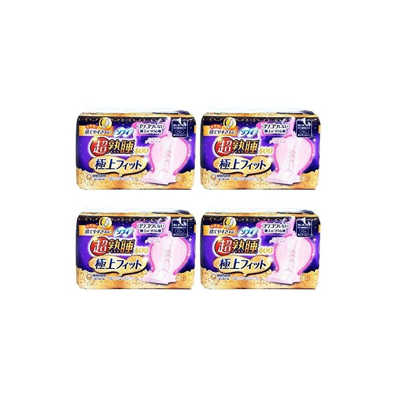【即納】【まとめ買い】ソフィ 超熟睡極上フィット 400 8枚(くるっとテープつき)生理用ナプキン 夜用【×4個】