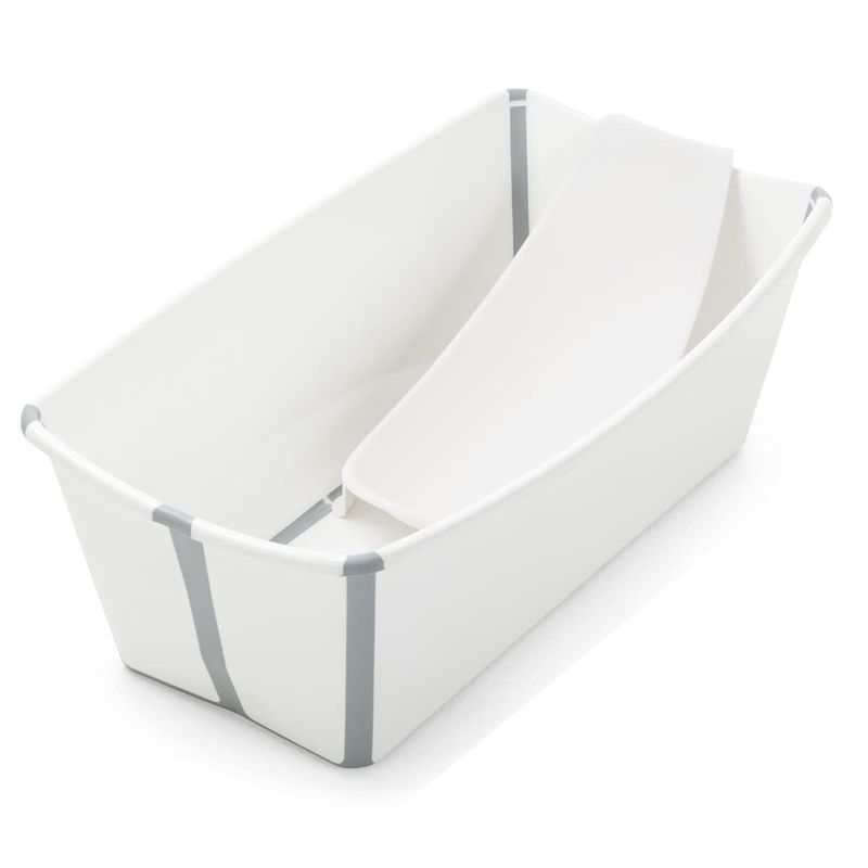 STOKKE フレキシバス バンドルパック本体+ニューボーンサポート折り畳めるベビーバス 新生児から4歳頃まで ホワイト7012 1個 (x