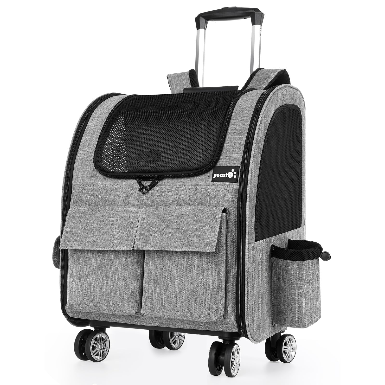 Pecute ペットキャリー リュック ペットキャリー キャスター付き 猫 猫用 キャリー カート 3 WAY 犬 小型犬 ペットキャリーケース 折り畳み 取り外し可能な車輪 ドライブ 旅行 通院 防