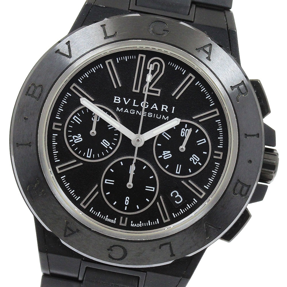 ベルト訳あり ブルガリ BVLGARI DG42SMCCH ディアゴノ マグネシウム デイト クロノグラフ 自動巻き メンズ 箱・保証書付き_917584【中古】