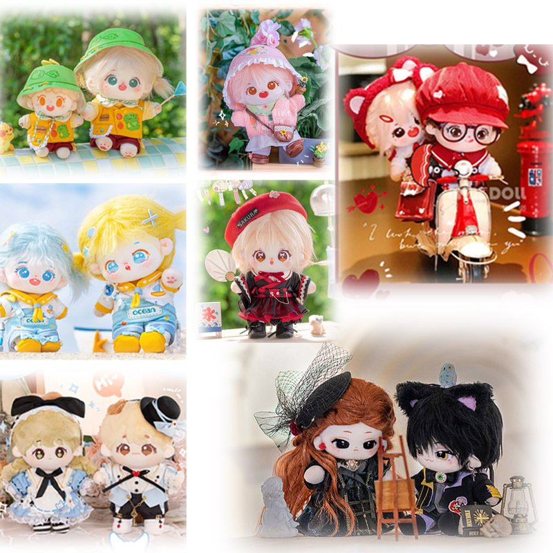 15cm 20cm ミニ洋服 ぬいぐるみ用服 日常服人形韓国ファッションアイドル衣装かわいい レッド KPOP 个性