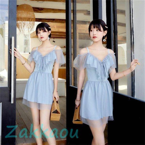 【急速出荷!】い-水着レディース 体型カバー 水着 ワンピース型 水着 ル フレア バンドゥ 水着 韓国風 40代 大きいサイズ 可愛い スイムウェア ママ