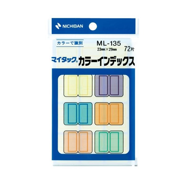 (まとめ) ニチバン マイタック カラーインデックス中 23×29mm 6色 ML-135 1パック(72片:各色12片) (×100セット)