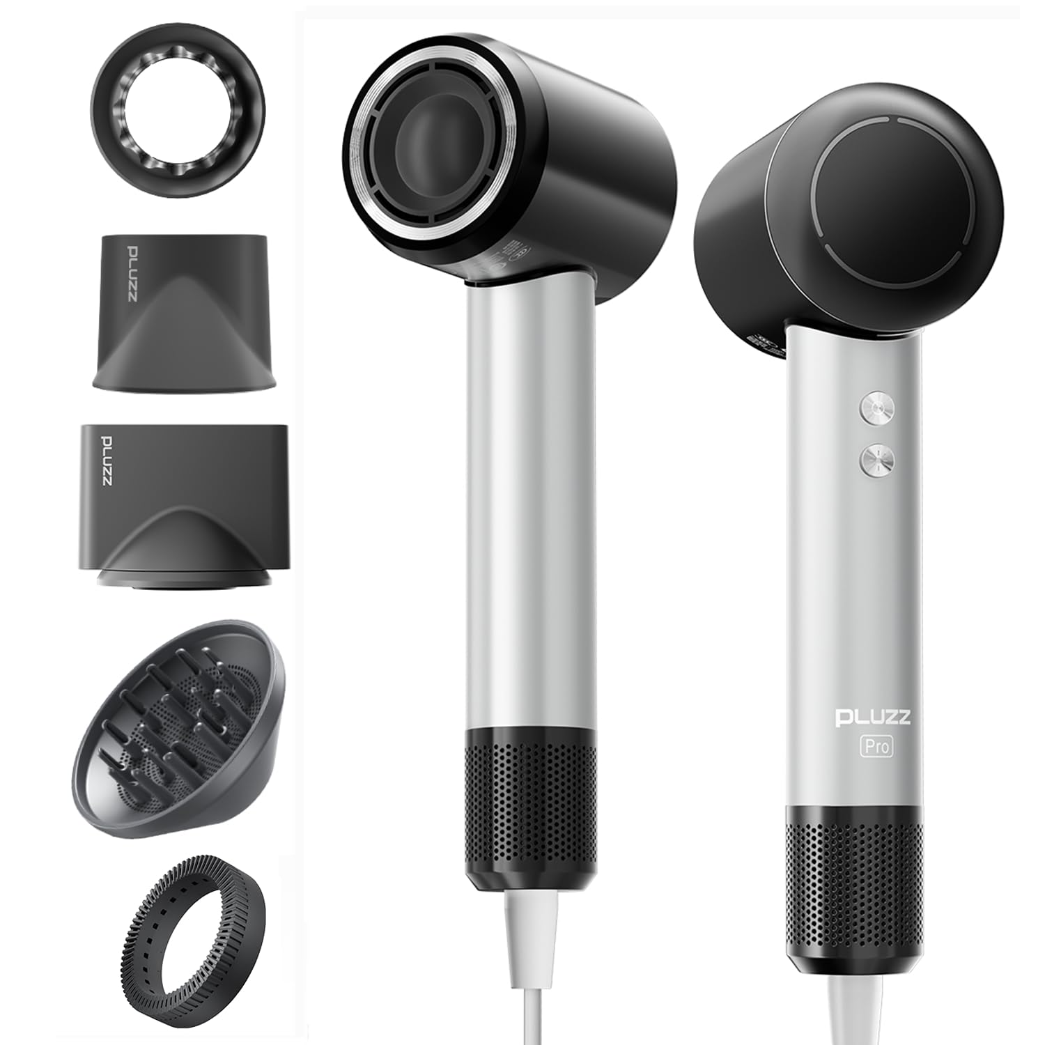 【4億高濃度マイナスイオン】PLUZZ 大風量ドライヤーUltra【ホルダー付き】速乾·軽量·美髪 120,000RPM強力モーター ヘアドライヤー - コンパクト 低騒音 1200W 出張・旅行用/