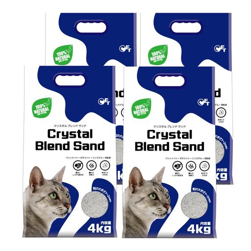 【OFT】 クリスタルブレンドサンド 4kg 4個セット 獣医師推奨 白い猫砂 体調管理 鉱物系 ベントナイト シリカゲル ゼオライト 活性炭 無着色 無香料 少ない粉塵 オーエフティー 5,181円