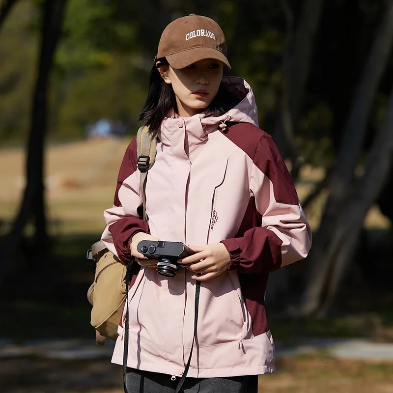 女性用防水ハイキングジャケット,アウトドアスポーツウェア,防風ハイキングコート,反射ジッパー,登山用